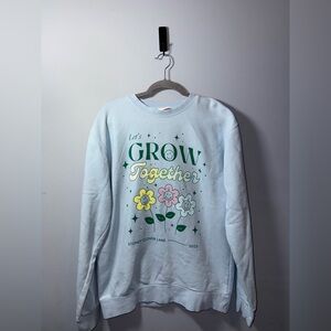 Stoney Clover Lane Women’s Oversized Blue Let’s grow together sweatshirt S/M EUC